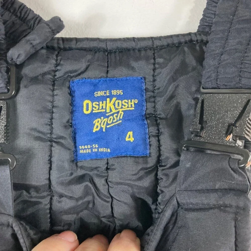Kids Osh Kosh Bgosh Snow Bib Insulated Adjustable Overalls Pants Black‎ 4